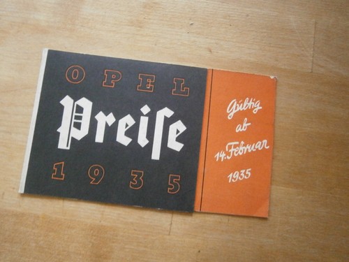 Opel preise 1935 originale - "opel,