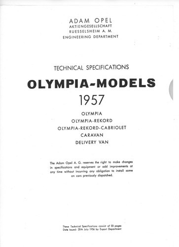 Opel olympia rekord models - opel,