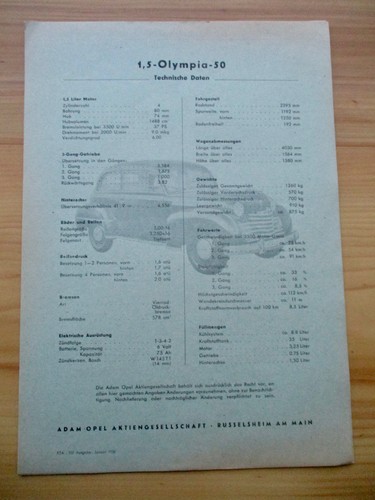 Opel olympia 1950 - opel, seltenes