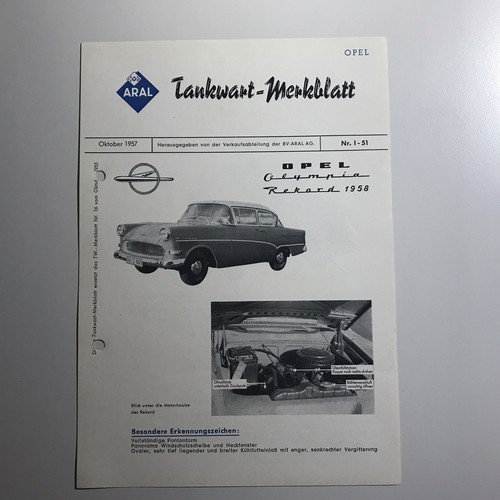 Aral tankwart merkblatt opel - tankwart,